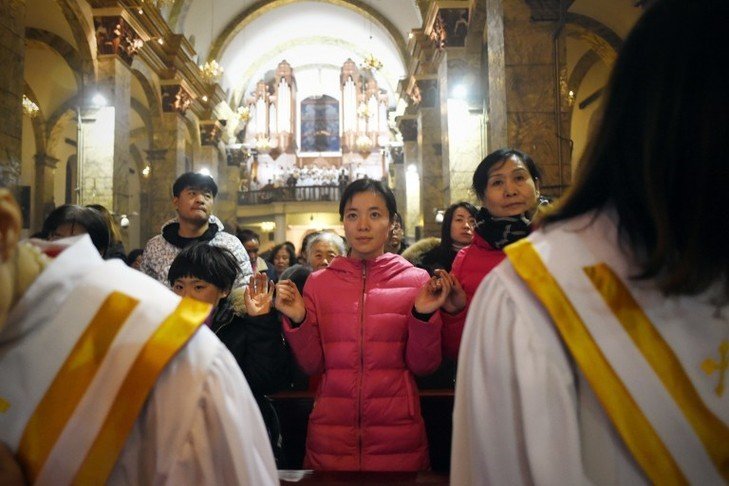 Messe de Noël à la cathédrale de Beijing