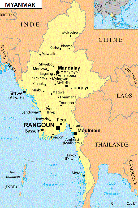 Carte du Myanmar
