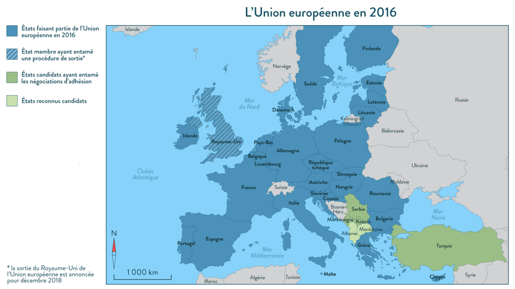 Les Balkans, quel avenir dans l’Europe ? Carte de l'Union Européenne