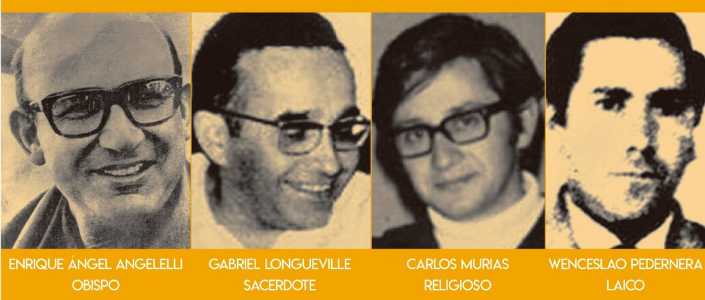 Gabriel Longueville, martyr par haine de la justice sociale. Photo de Mgr Angelelli, Gabriel Longueville, Carlos Murias et Wenceslao.