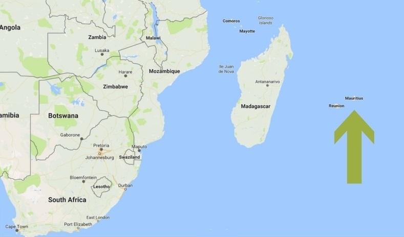 Situation géographique de l'île Maurice dans le monde. Maurice, avant la venue de pape.